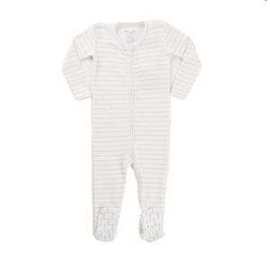 Hart & Land Baby Toddler Organic Zip Footed Bodysuit Pima Stripe Pink PJs 12-18m